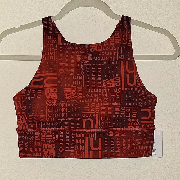 Lululemon Energy Bra, High Neck, Long Line,Sz. 8, Ombre Red Multi print, NWT - Picture 3 of 13